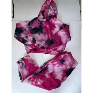 Ookie and Lala large crop 2 piece jogger tie dye pink women’s
